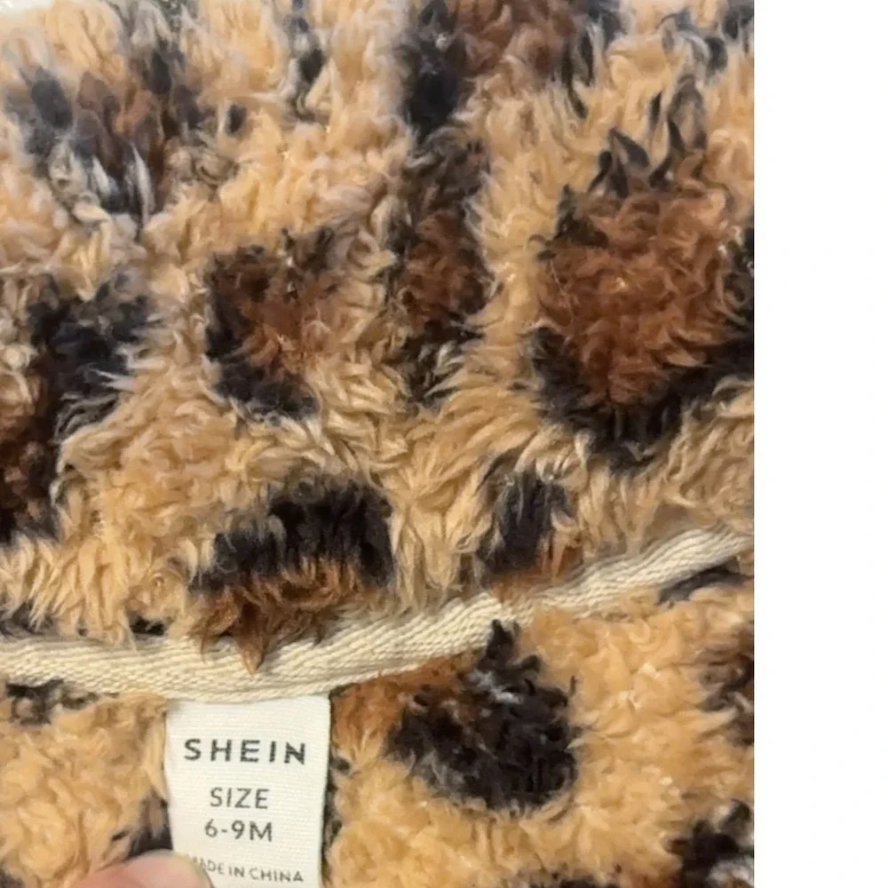 Cute! Leopard Print Sherpa Jacket Baby Girl 6-9M Warm‎ Coat Toddler